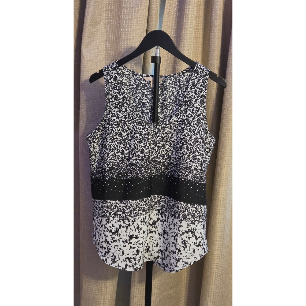 Banana Republic Black White Abstract Print Sleeveless Blouse Womens Size Medium